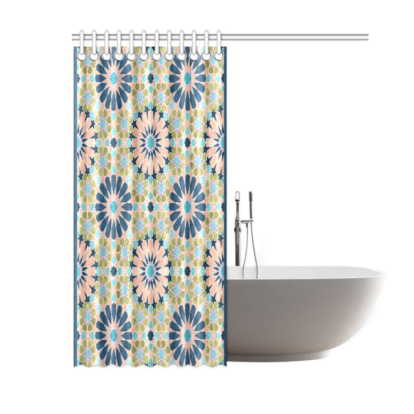 Alhambra Tile - Living Coral - Full Pattern - Shower Curtain 60" x 72 "