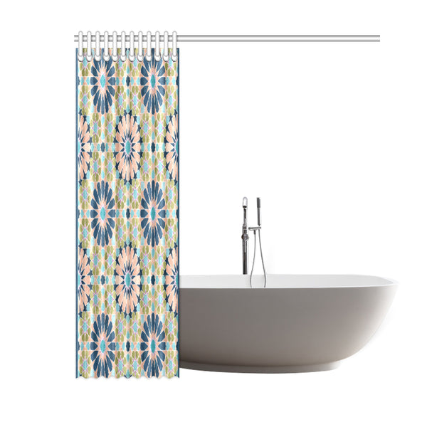 Alhambra Tile - Living Coral - Full Pattern - Shower Curtain 60" x 72 "