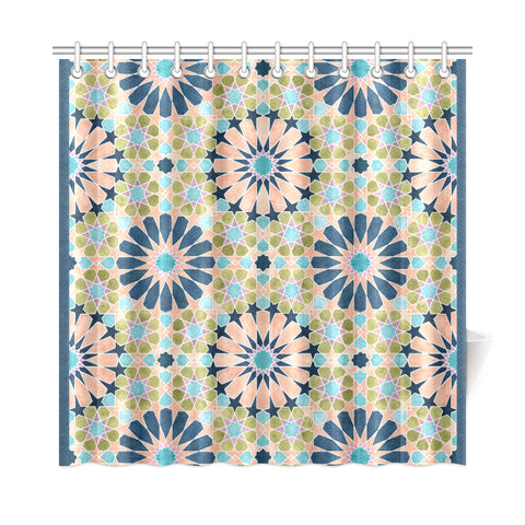 Alhambra Tile - Living Coral - Full Pattern - Shower Curtain 72" x 72"