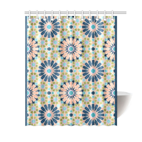 Alhambra Tile - Living Coral - Full Pattern - Shower Curtain 60" x 72 "