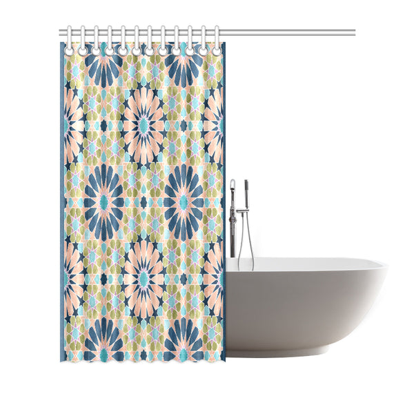 Alhambra Tile - Living Coral - Full Pattern - Shower Curtain 72" x 72"