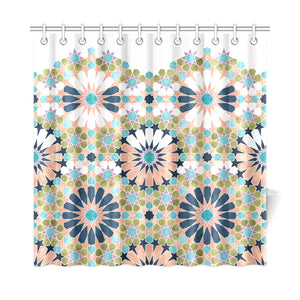 Alhambra Tile - Living Coral - Fading Design - Shower Curtain 72" x 72"