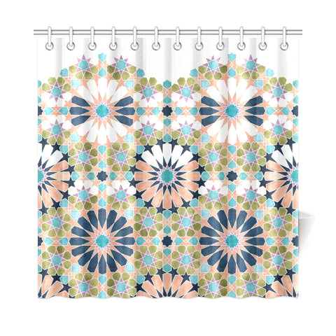 Alhambra Tile - Living Coral - Fading Design - Shower Curtain 72" x 72"