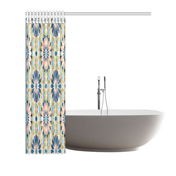 Alhambra Tile - Living Coral - Full Pattern - Shower Curtain 72" x 72"