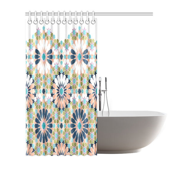 Alhambra Tile - Living Coral - Fading Design - Shower Curtain 72" x 72"