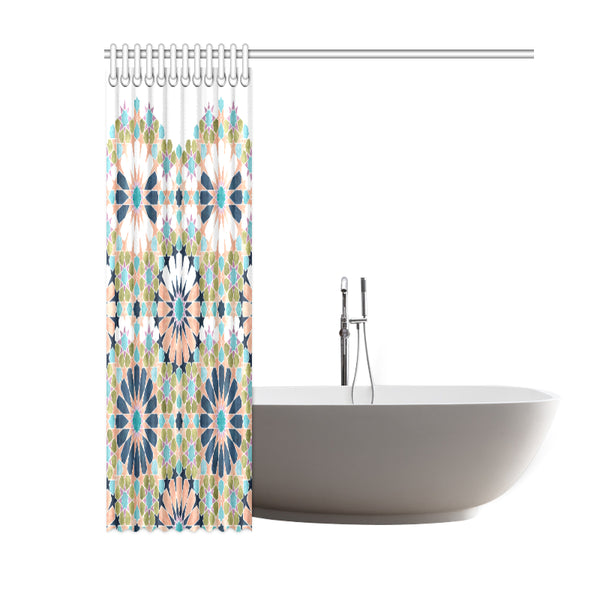 Alhambra Tile - Living Coral - Full Pattern - Shower Curtain 60" x 72"