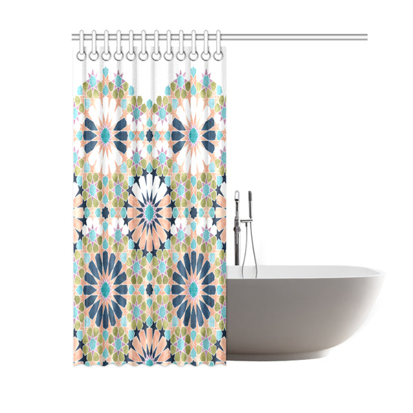 Alhambra Tile - Living Coral - Full Pattern - Shower Curtain 60" x 72"