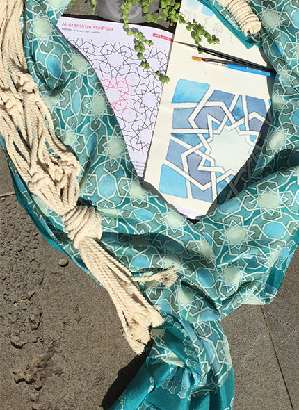 Mustansiriya Madrasa Greens - Luxurious 100% Silk Scarf