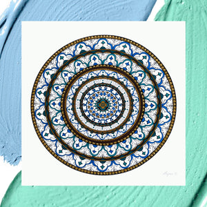 Sofia Calm - Blues Greens - WITH hand applied embellishments