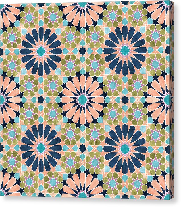 Alhambra Tile - Living Coral - Full Design - Canvas Print