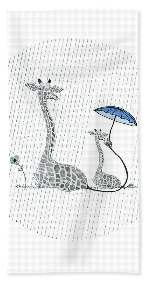 Giraffe Mumma Love - Blue - Beach Towel