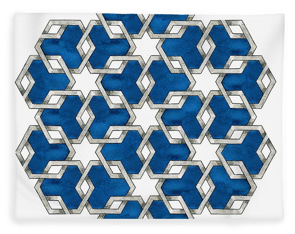 Esrefoglu Tile - Blue - Fleece Blanket