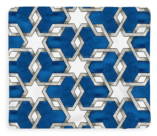 Esrefoglu Tile - Blue - Fleece Blanket