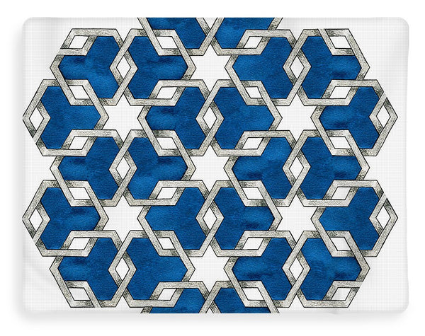 Esrefoglu Tile - Blue - Fleece Blanket