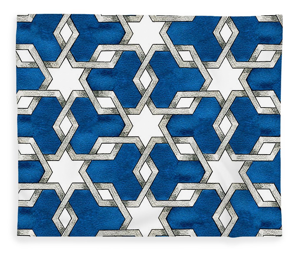 Esrefoglu Tile - Blue - Fleece Blanket