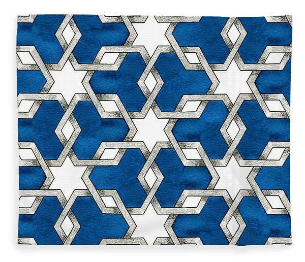 Esrefoglu Tile - Blue - Fleece Blanket