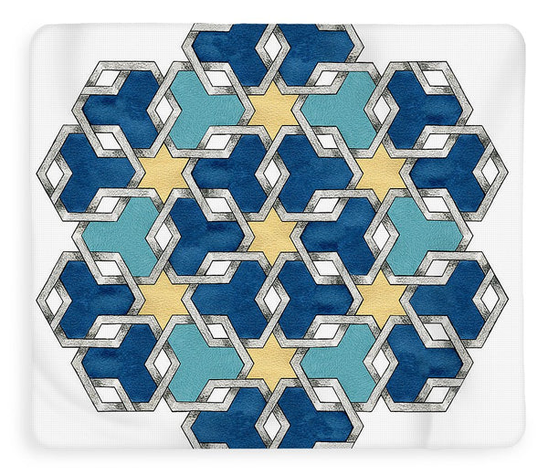 Esrefoglu - Blue Aqua Yellow - Fleece Blanket