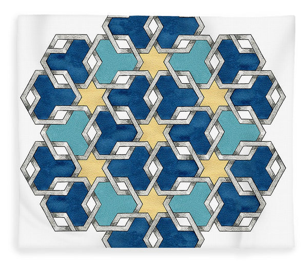 Esrefoglu - Blue Aqua Yellow - Fleece Blanket