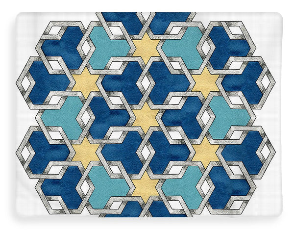 Esrefoglu - Blue Aqua Yellow - Fleece Blanket