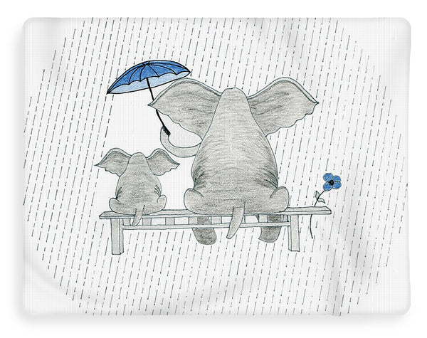 Elephant Mumma Love - Blue - Fleece Blanket