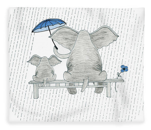 Elephant Mumma Love - Blue - Fleece Blanket