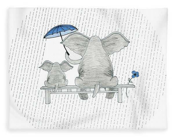 Elephant Mumma Love - Blue - Fleece Blanket