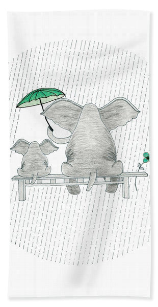 Elephant Mumma Love - Green - Beach Towel