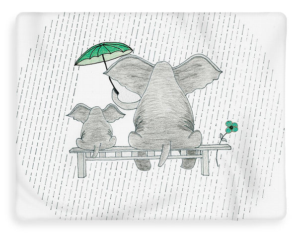 Elephant Mumma Love - Green - Blanket