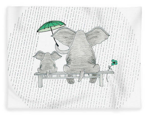 Elephant Mumma Love - Green - Blanket