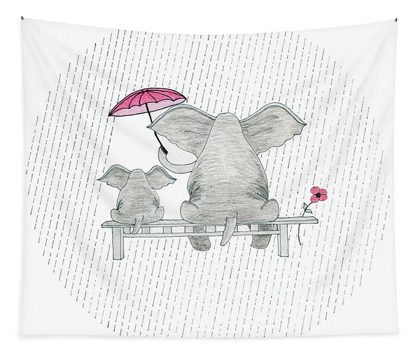 Elephant Mumma Love - Pink - Wall Tapestry