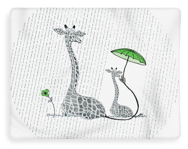 Giraffe Mumma Love - Green - Fleece Blanket