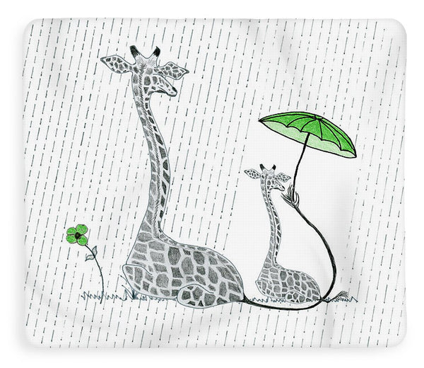 Giraffe Mumma Love - Green - Fleece Blanket