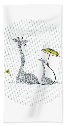 Giraffe Mumma Love - Yellow - Beach Towel