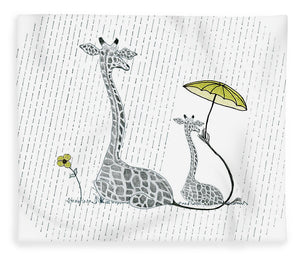 Giraffe Mumma Love - Yellow - Fleece Blanket