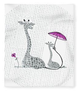 Giraffe Mumma Love - Pink - Fleece Blanket