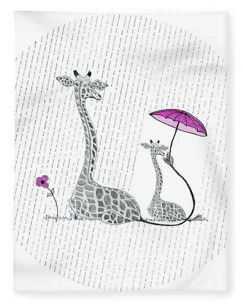 Giraffe Mumma Love - Pink - Fleece Blanket