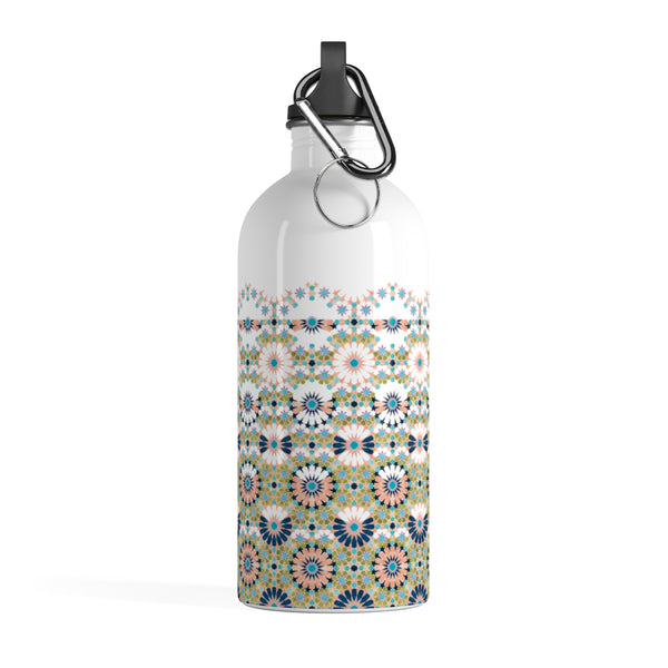 Alhambra Tile - Living Coral - Fading Design - Stainless Steel Water Bottle