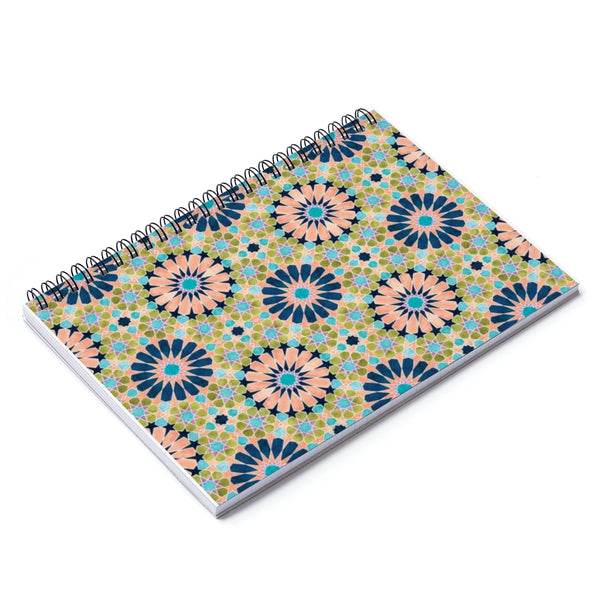 Alhambra Tile - Living Coral - Full Pattern - Spiral Notebook