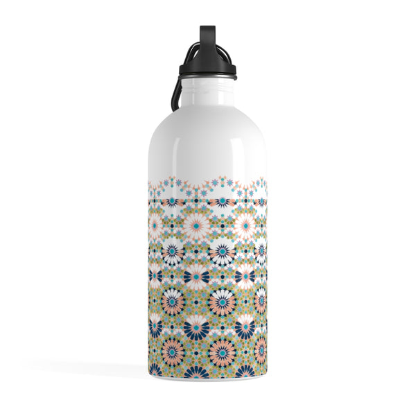 Alhambra Tile - Living Coral - Fading Design - Stainless Steel Water Bottle