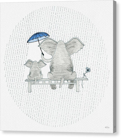 Elephant Mumma Love - Blue - Canvas Print