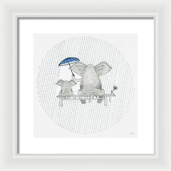 Elephant Mumma Love - Blue - Framed Print