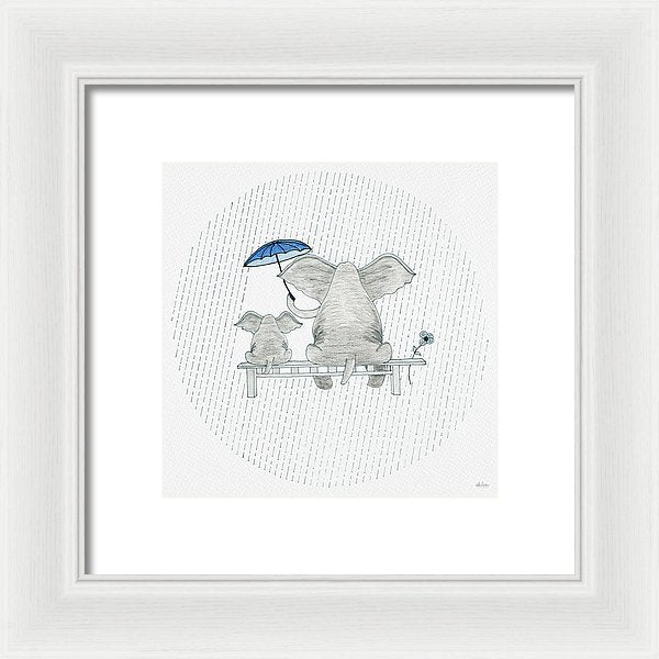 Elephant Mumma Love - Blue - Framed Print