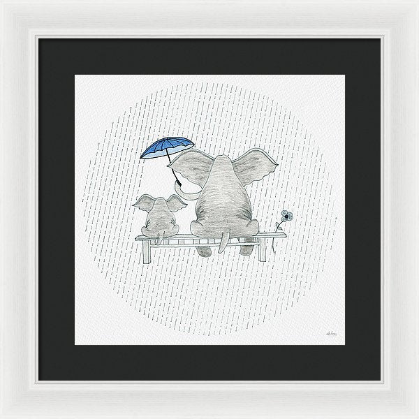 Elephant Mumma Love - Blue - Framed Print