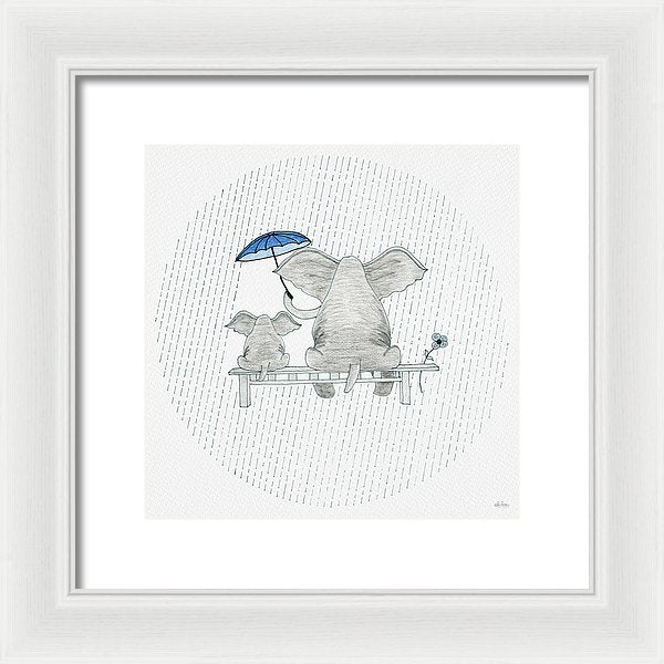 Elephant Mumma Love - Blue - Framed Print