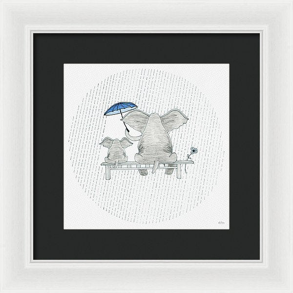 Elephant Mumma Love - Blue - Framed Print