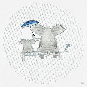 Elephant Mumma Love - Blue - Art Print