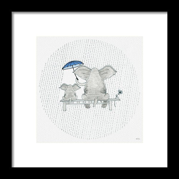 Elephant Mumma Love - Blue - Framed Print