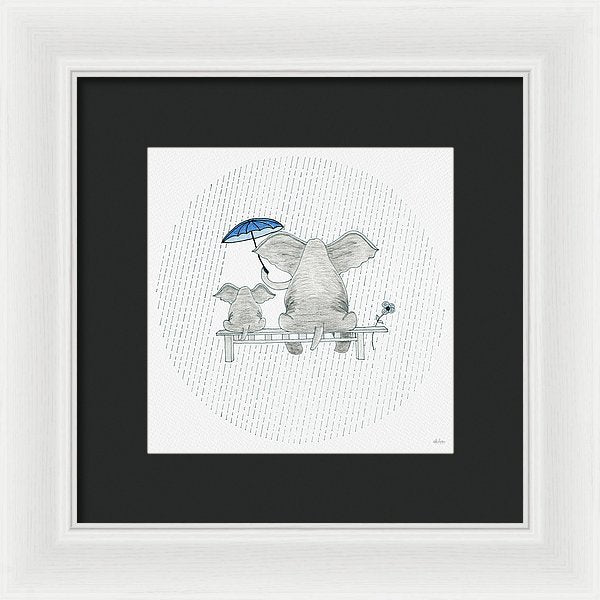 Elephant Mumma Love - Blue - Framed Print