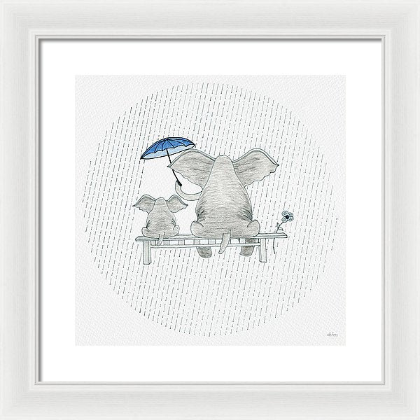 Elephant Mumma Love - Blue - Framed Print