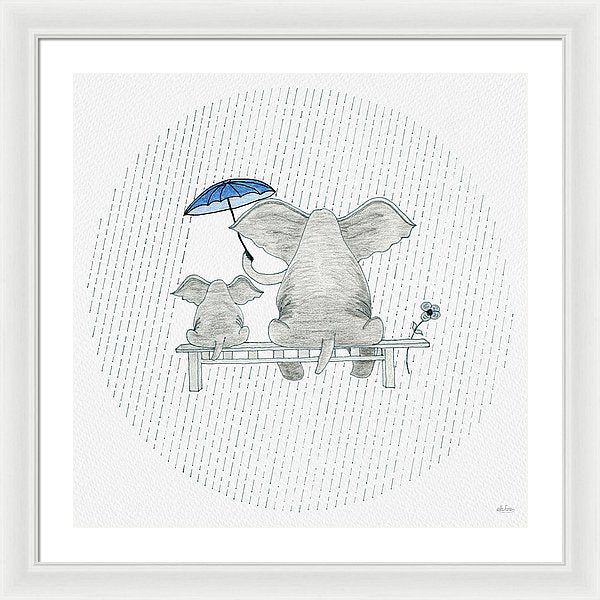 Elephant Mumma Love - Blue - Framed Print